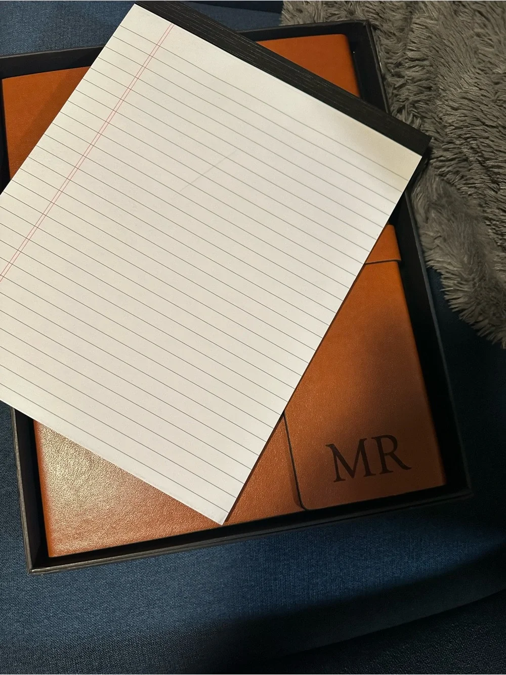 Monogrammed Leather Journal - light brown with the initials MR